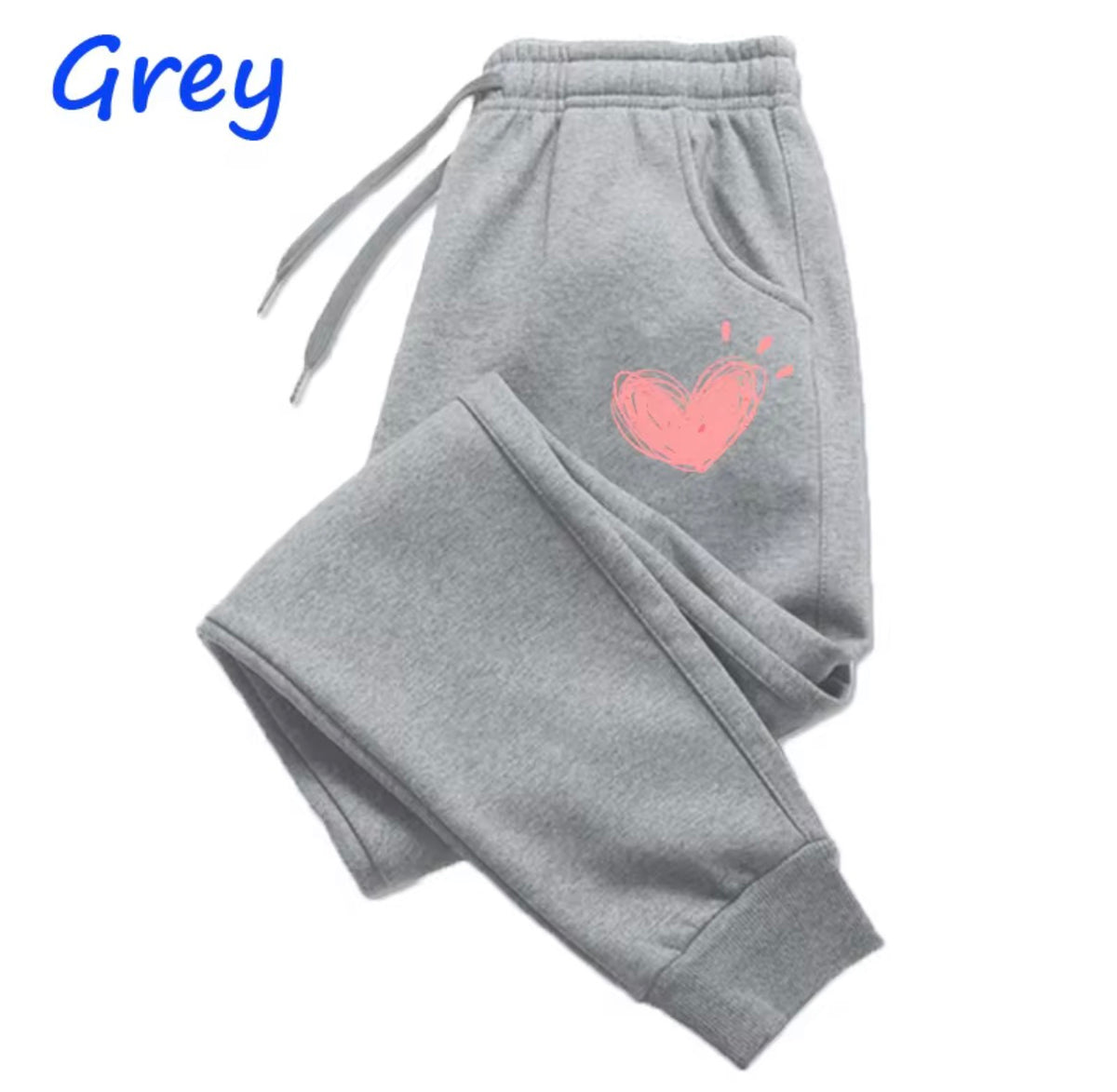 Women’s Cute Heart Print Jogger Sweatpants – Casual Cotton Lounge Trousers