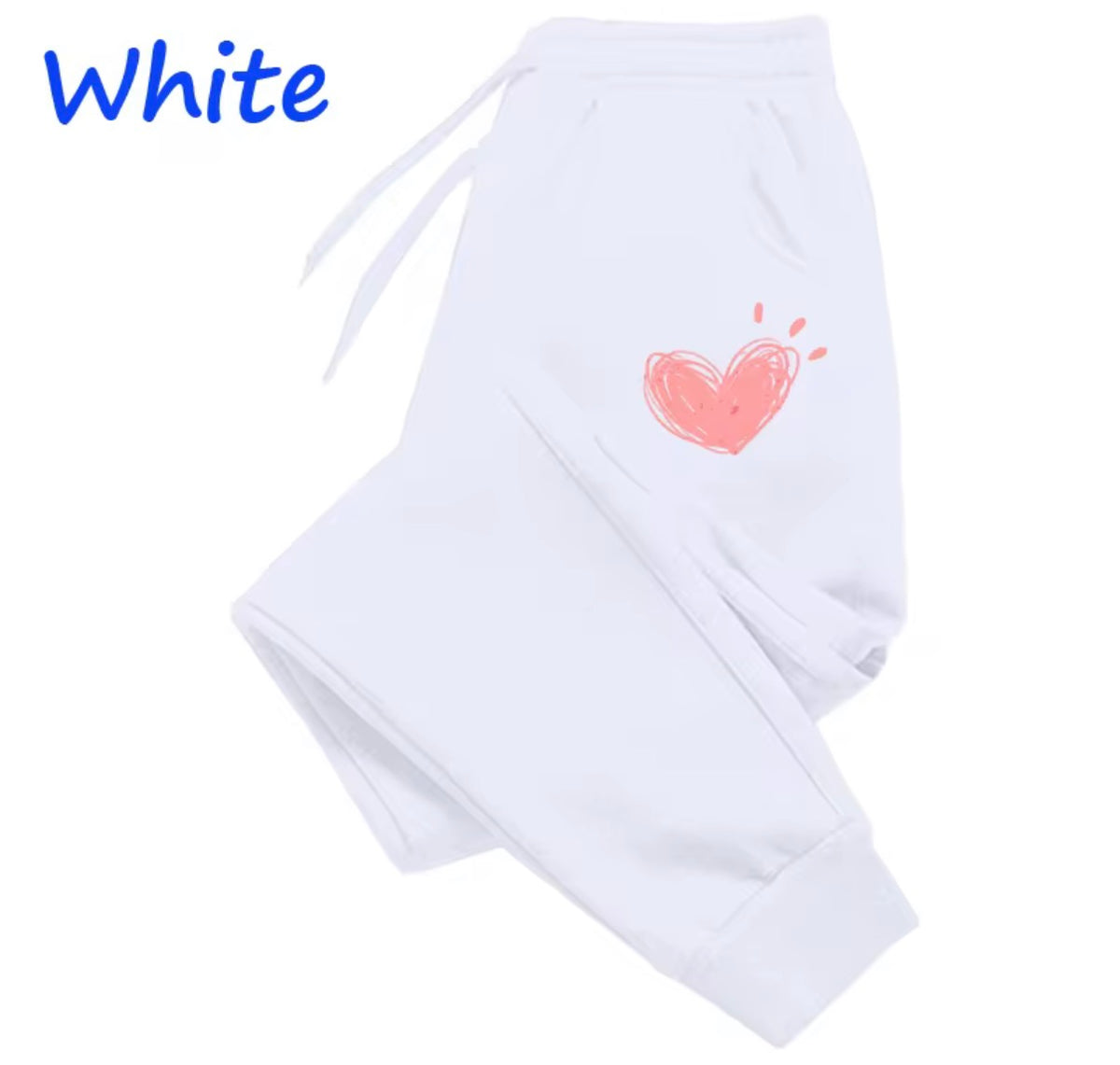 Women’s Cute Heart Print Jogger Sweatpants – Casual Cotton Lounge Trousers