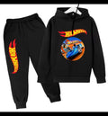 Kids’ Hot Wheels Printed Hoodie and Joggers Set – Black 2-Piece Tracksuit, Ages 3–12 Years