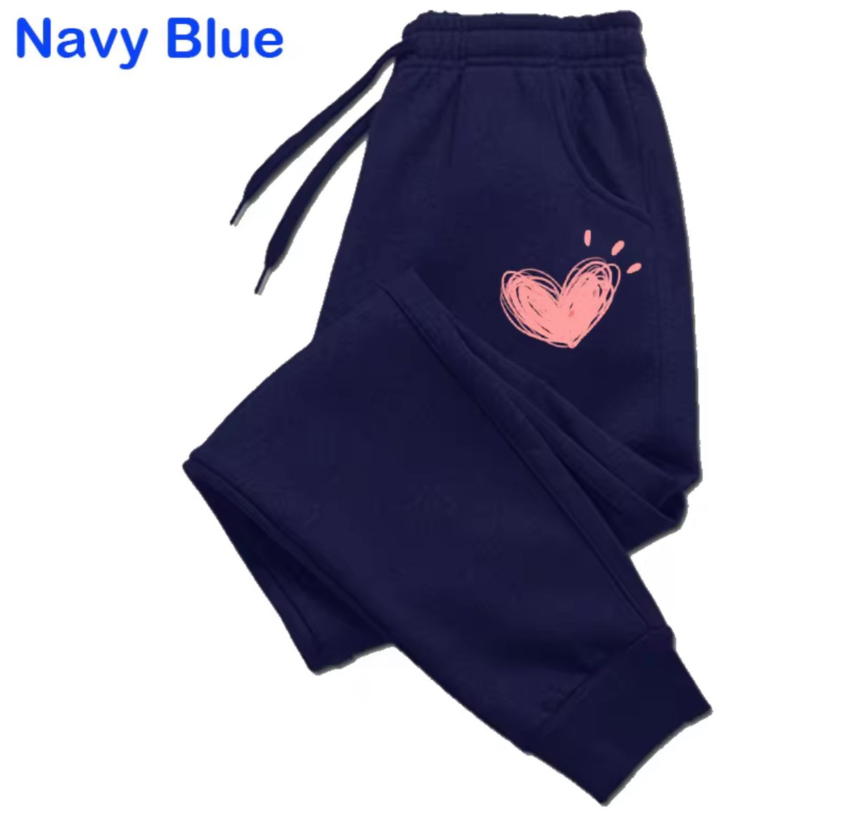 Women’s Cute Heart Print Jogger Sweatpants – Casual Cotton Lounge Trousers