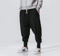 Men’s Cotton-Linen Harem Joggers – Oversized Baggy Drop-Crotch Trousers