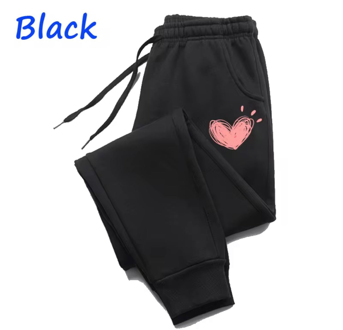 Women’s Cute Heart Print Jogger Sweatpants – Casual Cotton Lounge Trousers