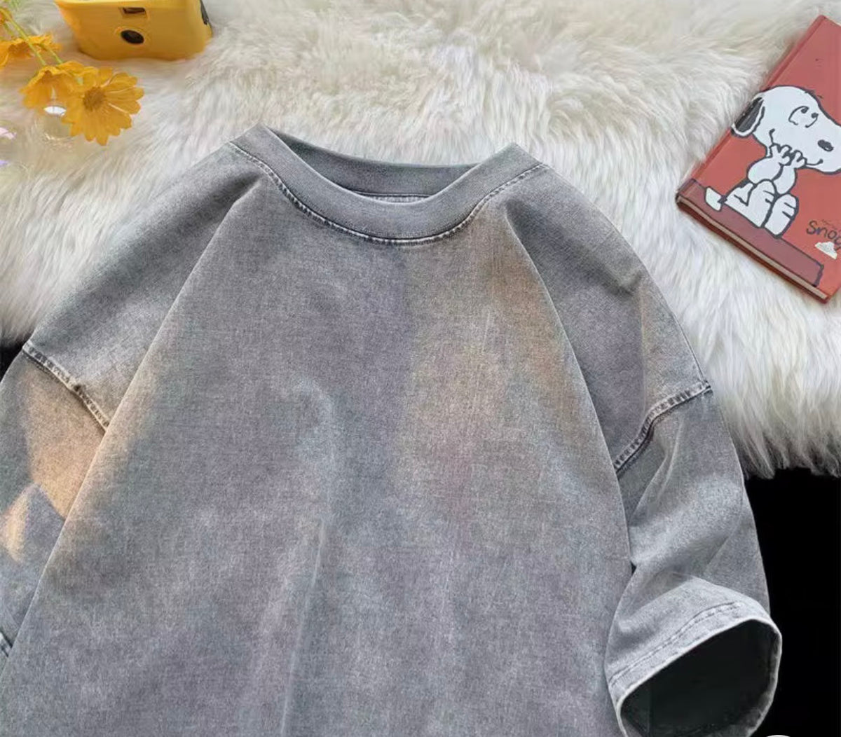 Vintage Charcoal Acid Wash Oversized T-Shirt – Y2K Streetwear Tee