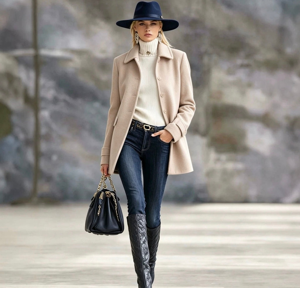 Women’s Elegant Wool-Blend Short Coat – Single-Breasted Button Jacket, Classic Autumn Winter Outerwear