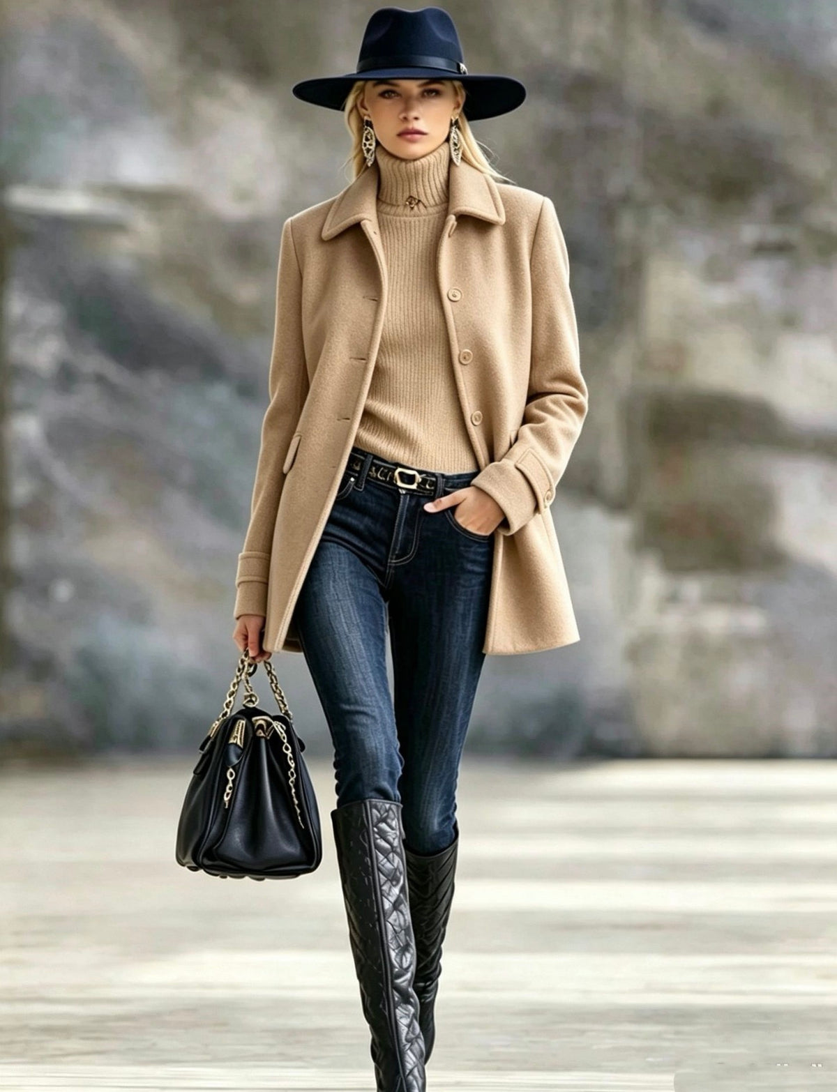 Women’s Elegant Wool-Blend Short Coat – Single-Breasted Button Jacket, Classic Autumn Winter Outerwear